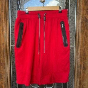 Men's Red Athletic Shorts with Zipper Pockets